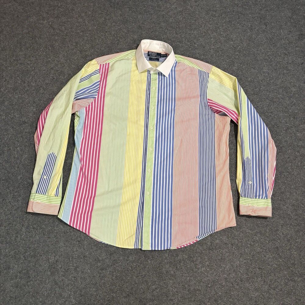 Polo Ralph Lauren Shirt Size 17.5 XL Multicolor Striped Regent Custom Fit